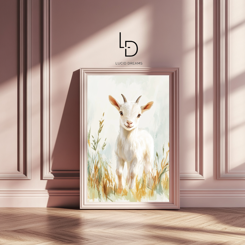 Little Meadow Goat – Gentle Farm Animal Wall Art Poster