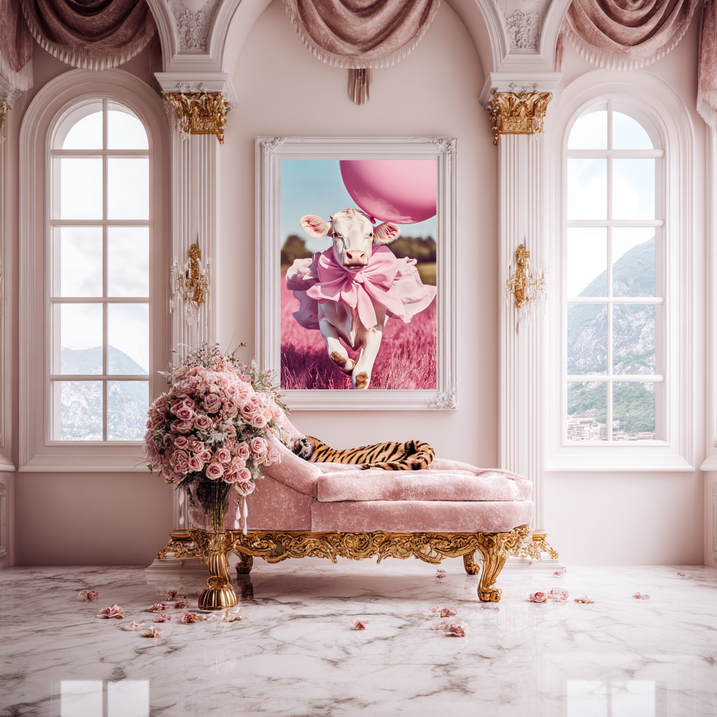 Runaway Ruffles – Pink Fashion Calf Wall Art Poster