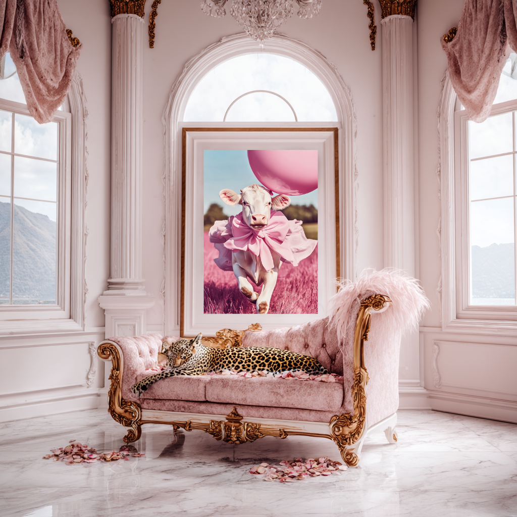 Runaway Ruffles – Pink Fashion Calf Wall Art Poster
