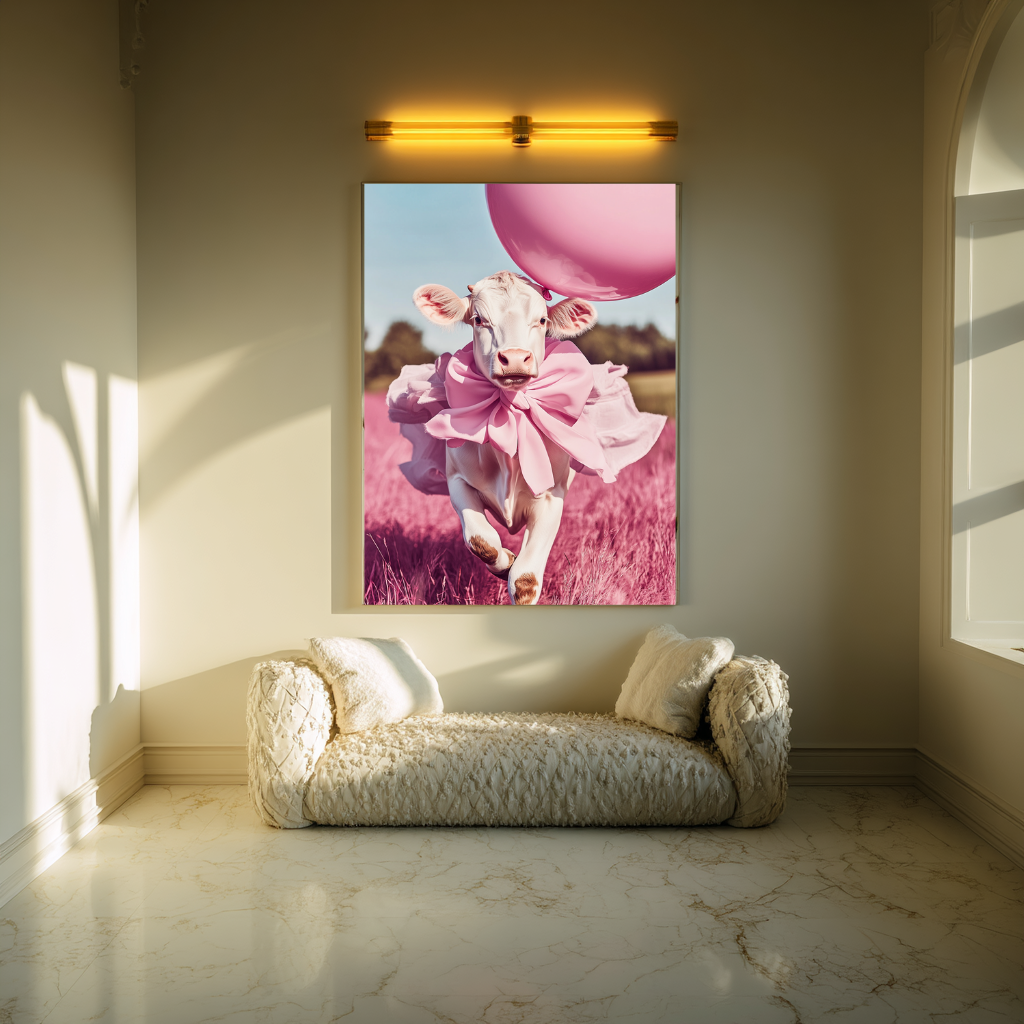 Runaway Ruffles – Pink Fashion Calf Wall Art Poster