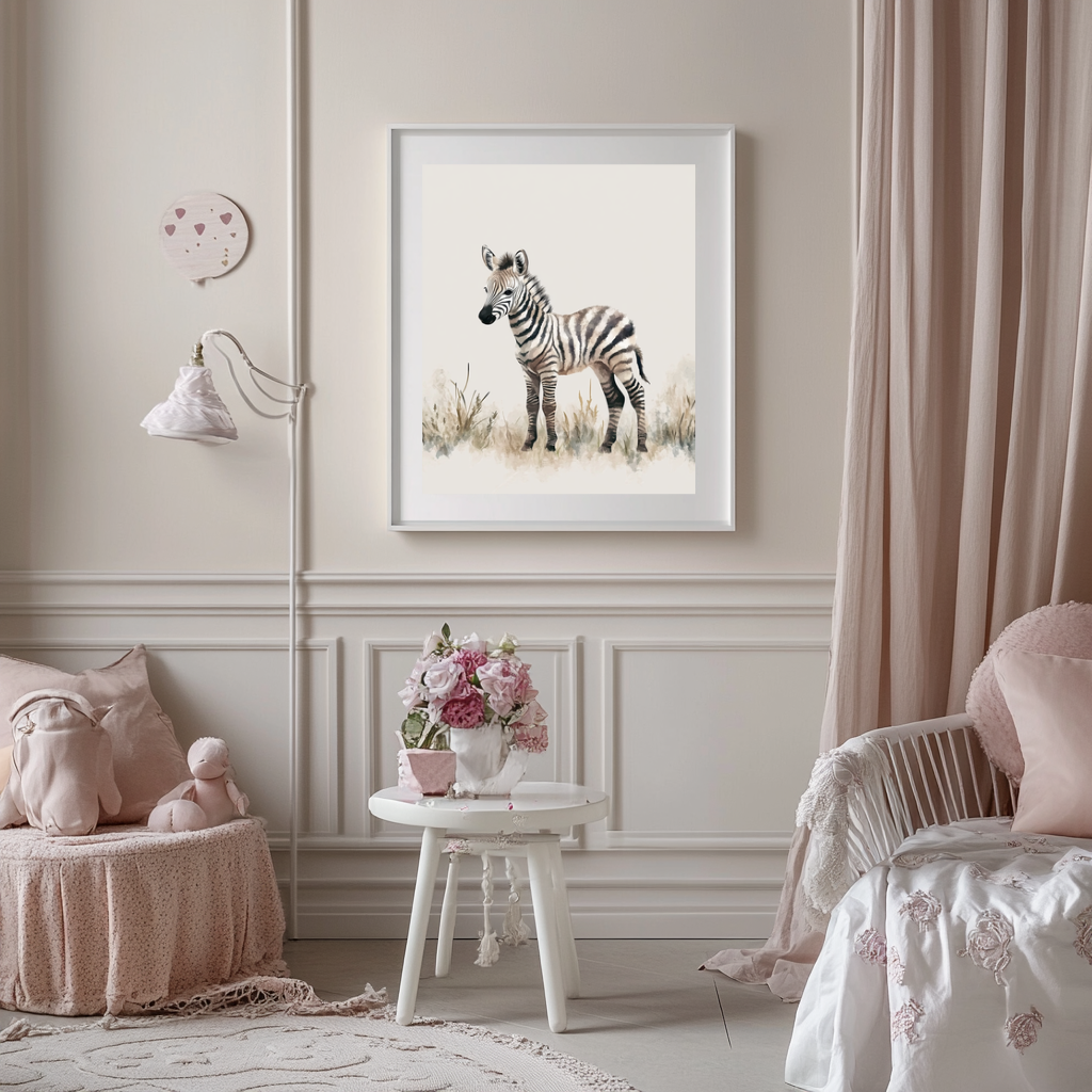 Savanna Gaze – Minimalist Zebra Nursery Wall Art Poster