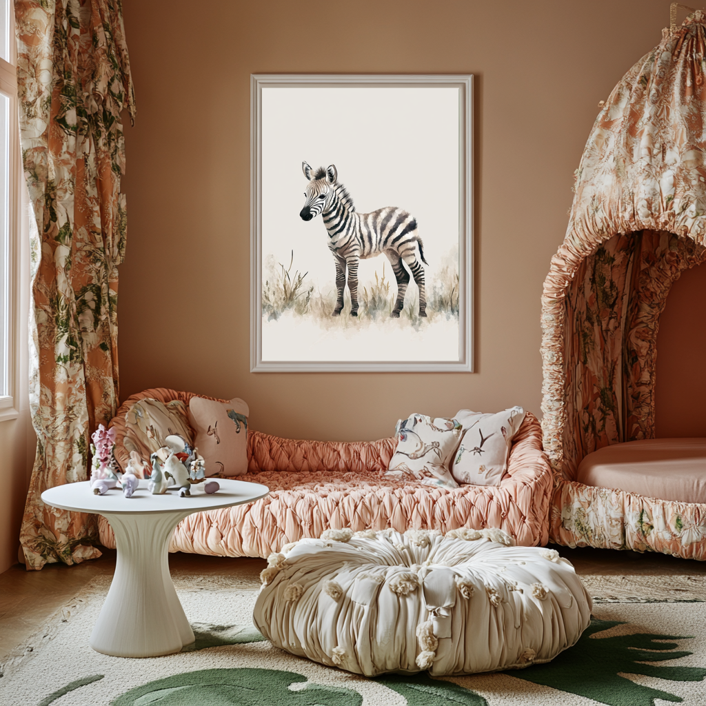 Savanna Gaze – Minimalist Zebra Nursery Wall Art Poster