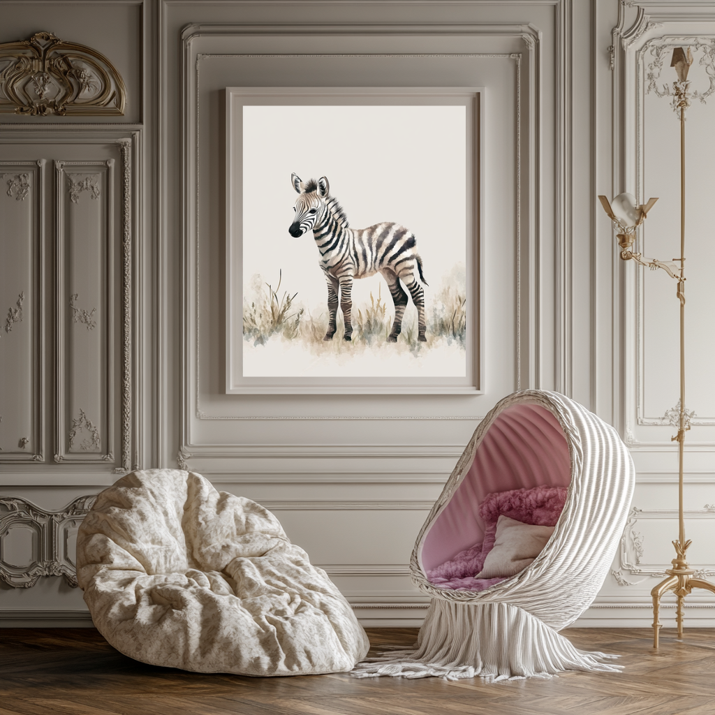 Savanna Gaze – Minimalist Zebra Nursery Wall Art Poster