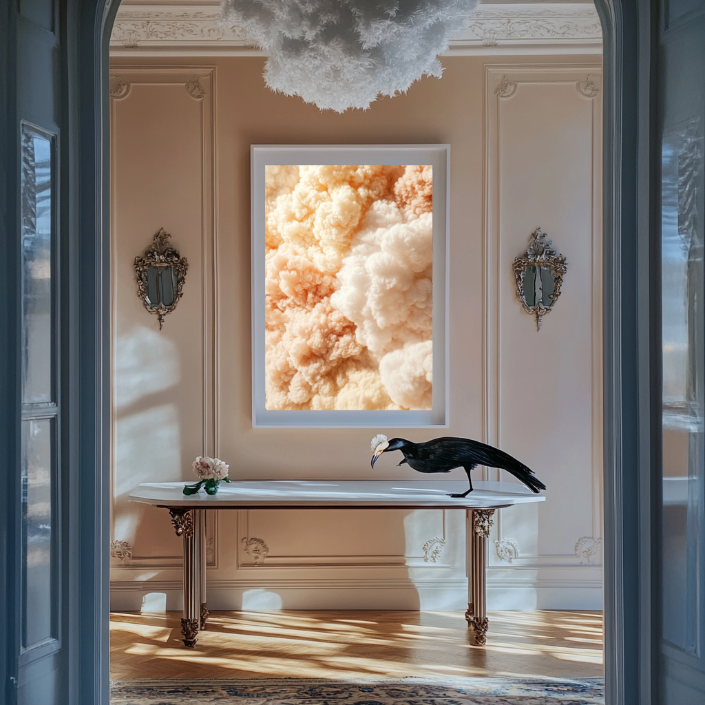 Peach Bloom Clouds – Soft Textured Abstract Wall Art