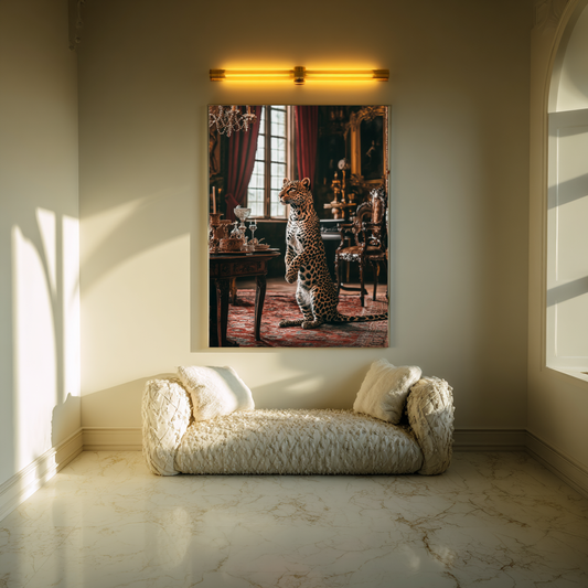 The Gilded Host – Standing Leopard in Royal Salon Wall Art Poster