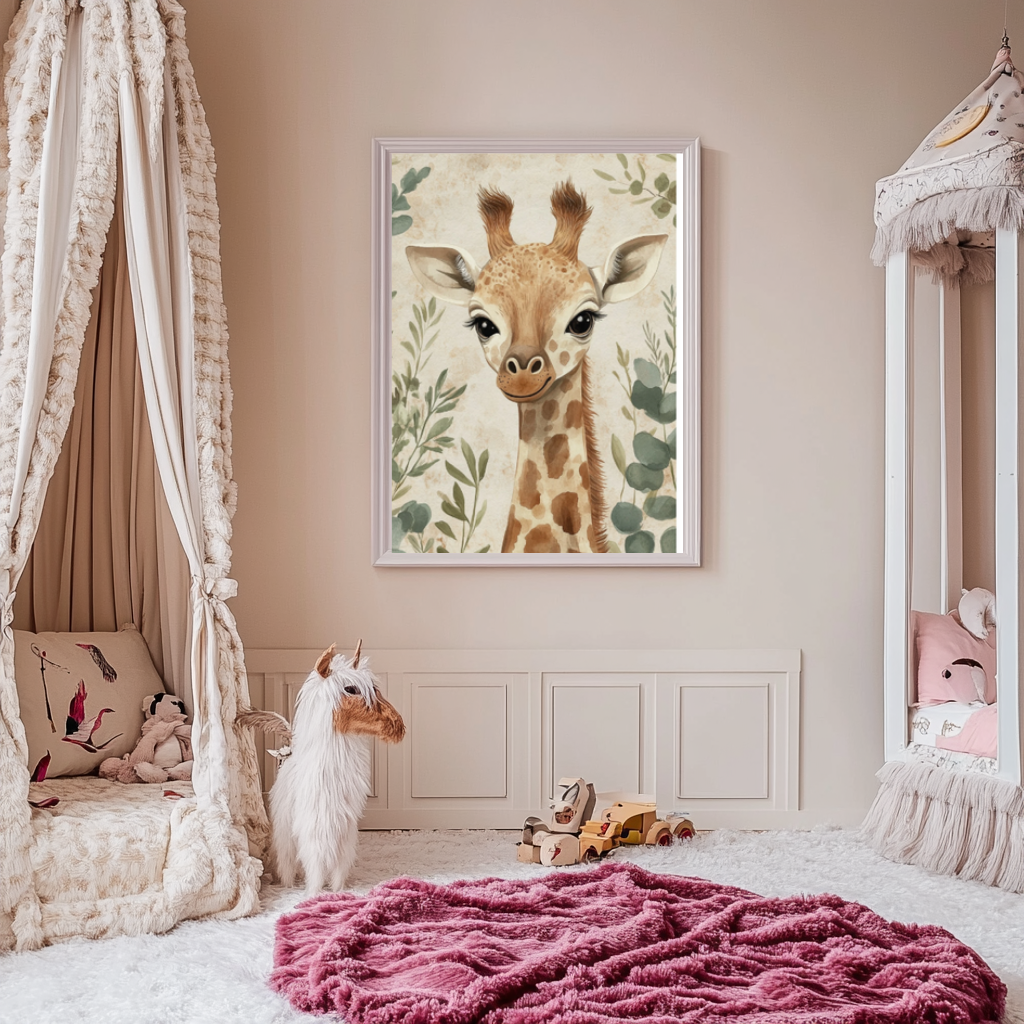 Serene Giraffe – Realistic Safari Baby Wall Art Poster
