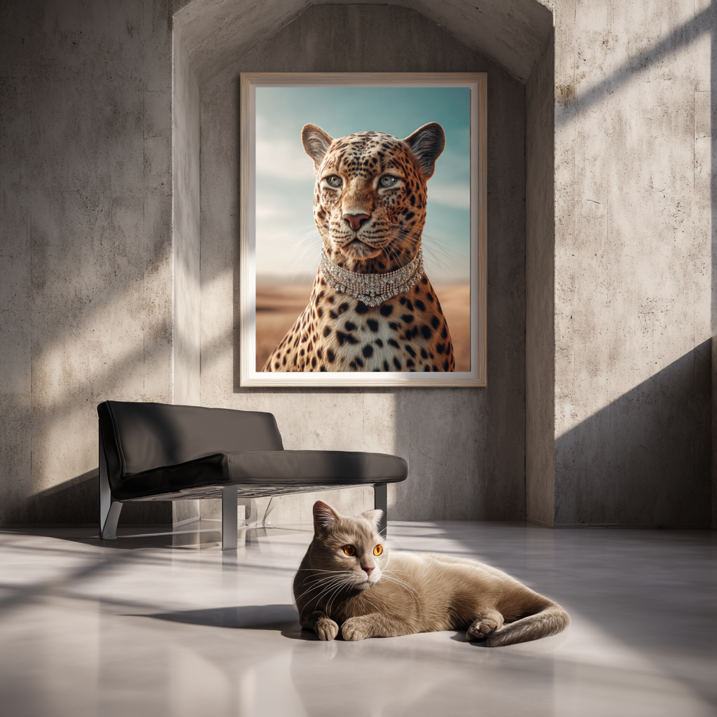 Desert Majesty – Leopard with Diamond Collar Wall Art Poster