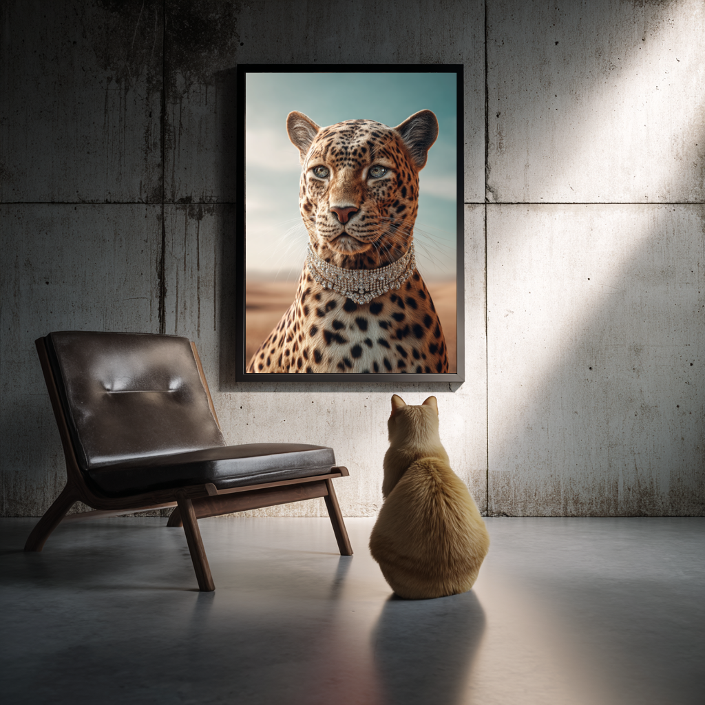 Desert Majesty – Leopard with Diamond Collar Wall Art Poster