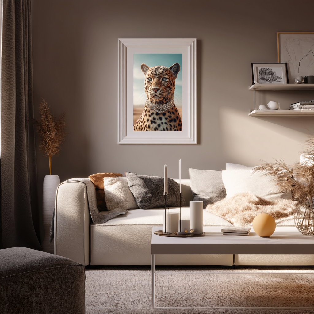 Desert Majesty – Leopard with Diamond Collar Wall Art Poster