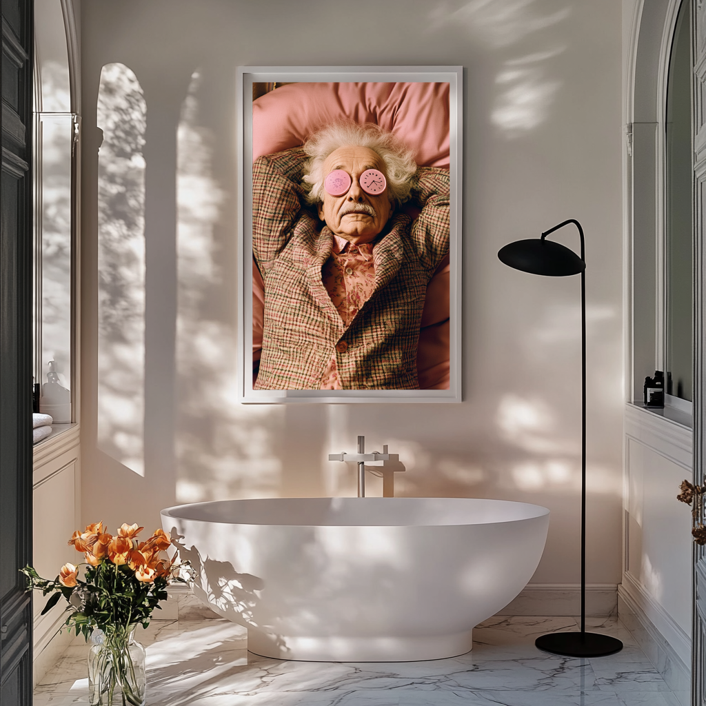 Pink Genius – Einstein in Floral Dream Wall Art Poster