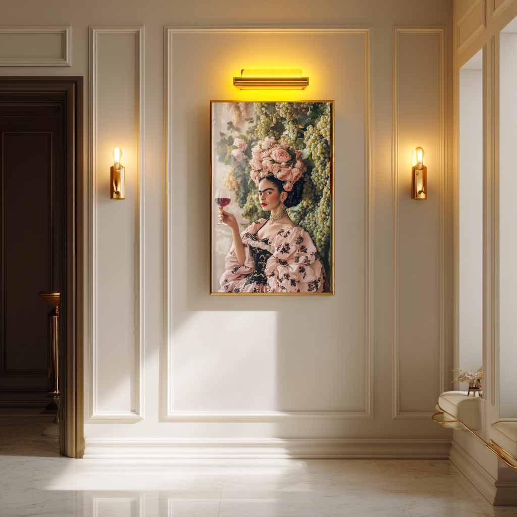 Divine Harvest – Baroque Muse with Grapes & Roses Wall Art Poster