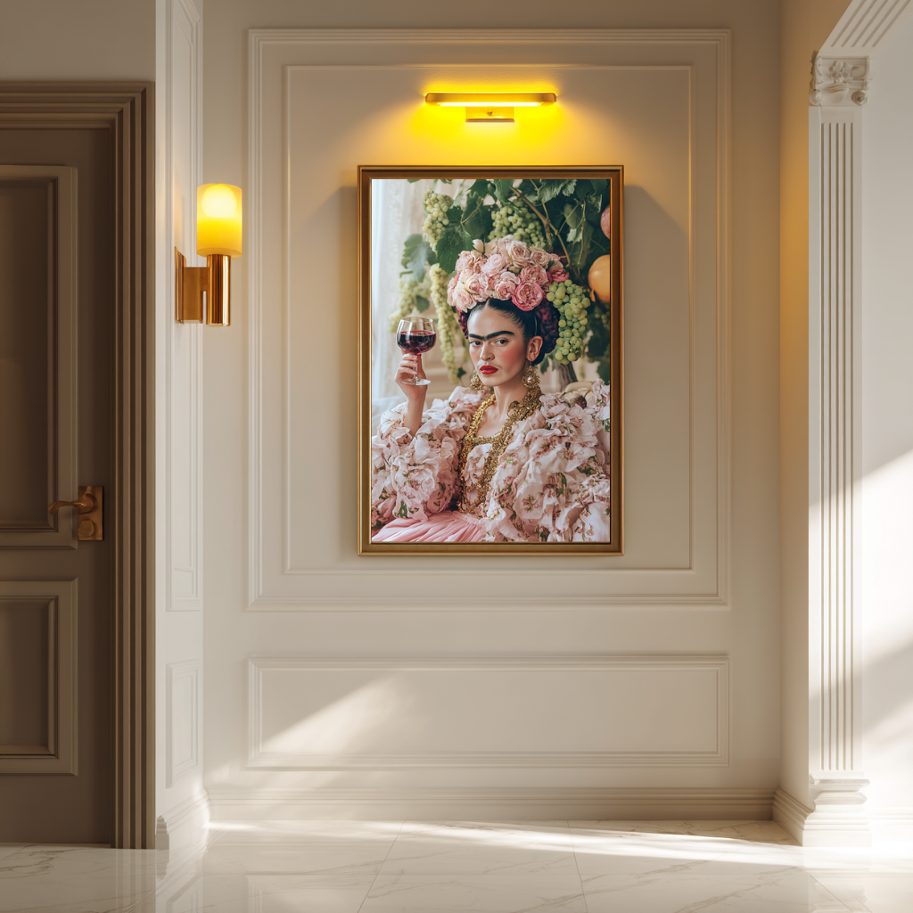 Goddess of the Vine – Floral Crown & Wine Wall Art Poster