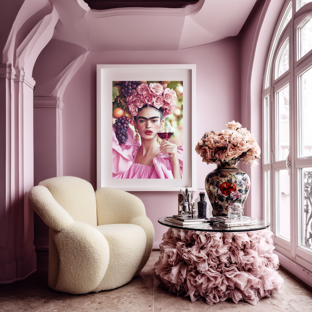 Rosé Reign – Kühnes, feminines Weinportrait als Wandposter