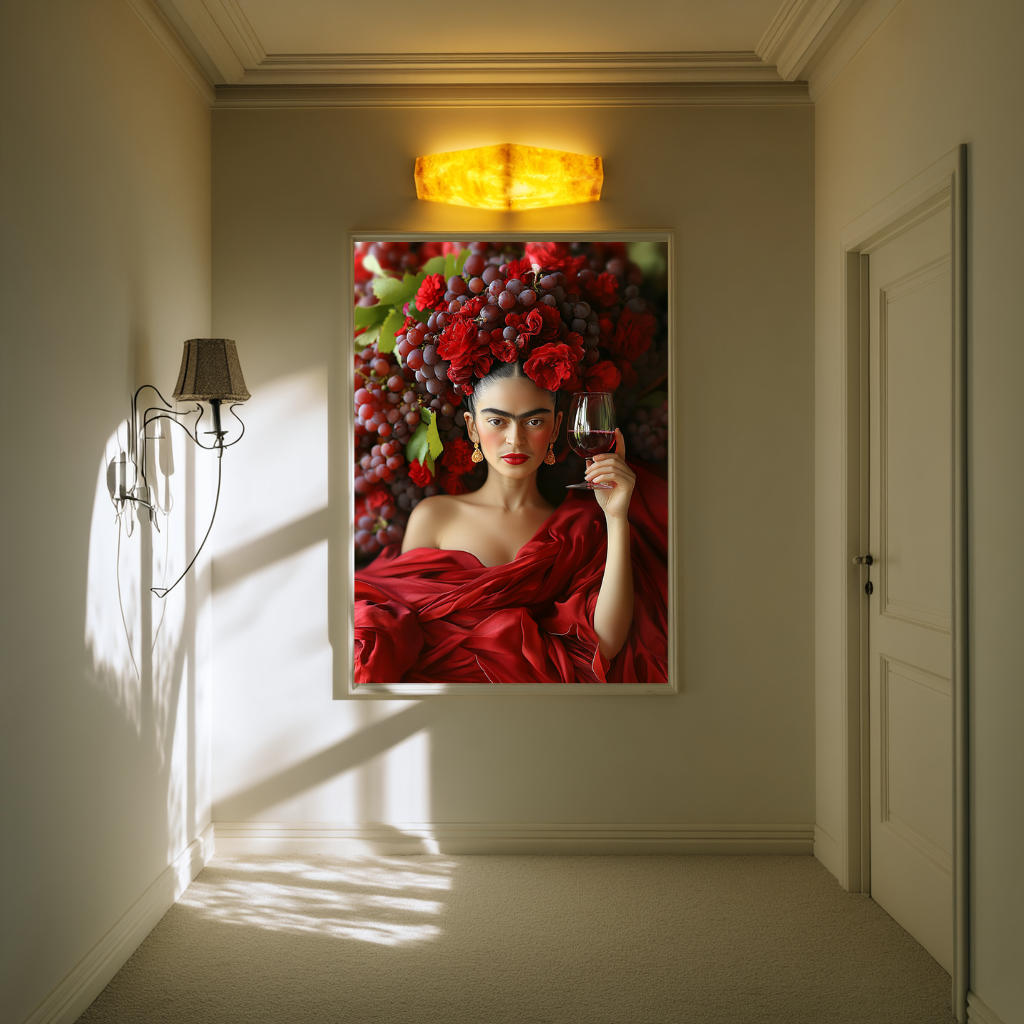 The Crimson Oracle – Wine & Roses Woman Wall Art Poster
