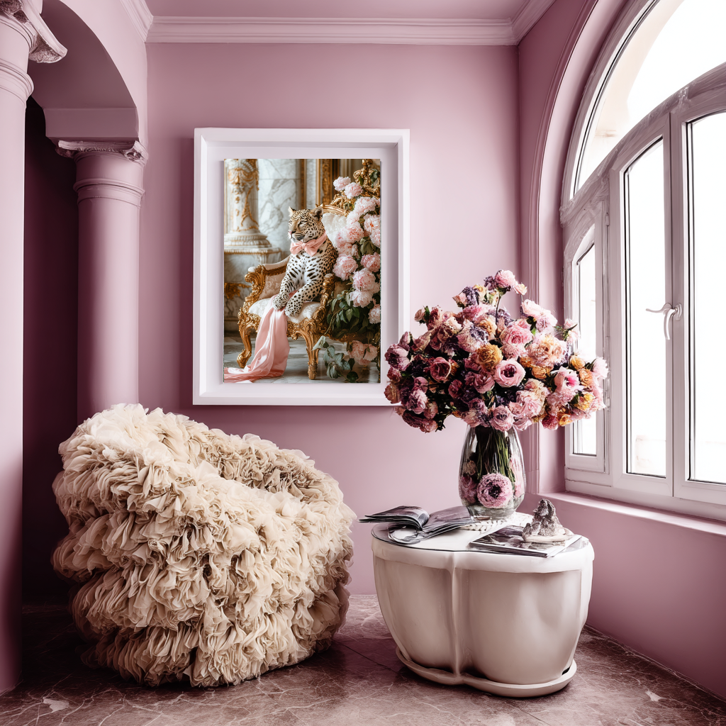 The Royal Recline – Leopard in Palace Wall Art Poster