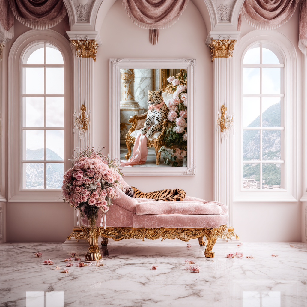 The Royal Recline – Leopard in Palace Wall Art Poster