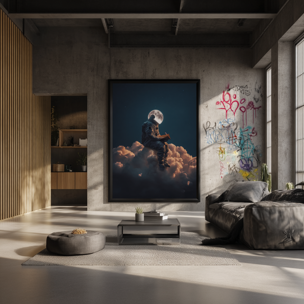 Lunar Dreamer – Astronaut with Moon Head Wall Art Poster 🪐