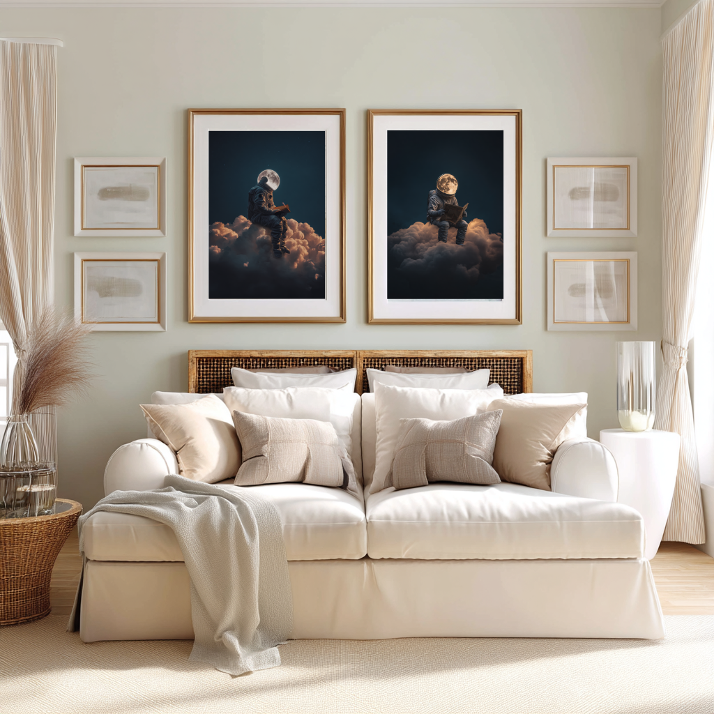 Lunar Dreamer – Astronaut with Moon Head Wall Art Poster 🪐