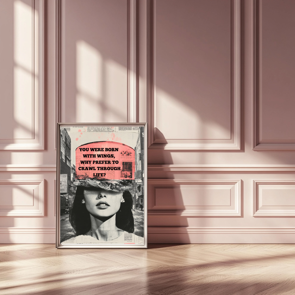 Born to Soar – Motivational Wings Quote Collage Wall Art