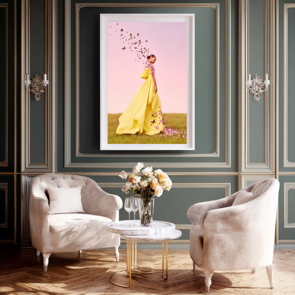 The Blooming Exit – Schmetterlingskleid-Wandkunstposter