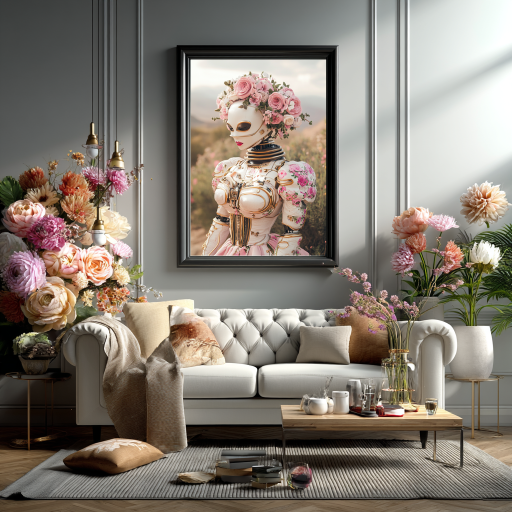 Blush Circuitry – Florales AI Muse-Wandkunst-Poster