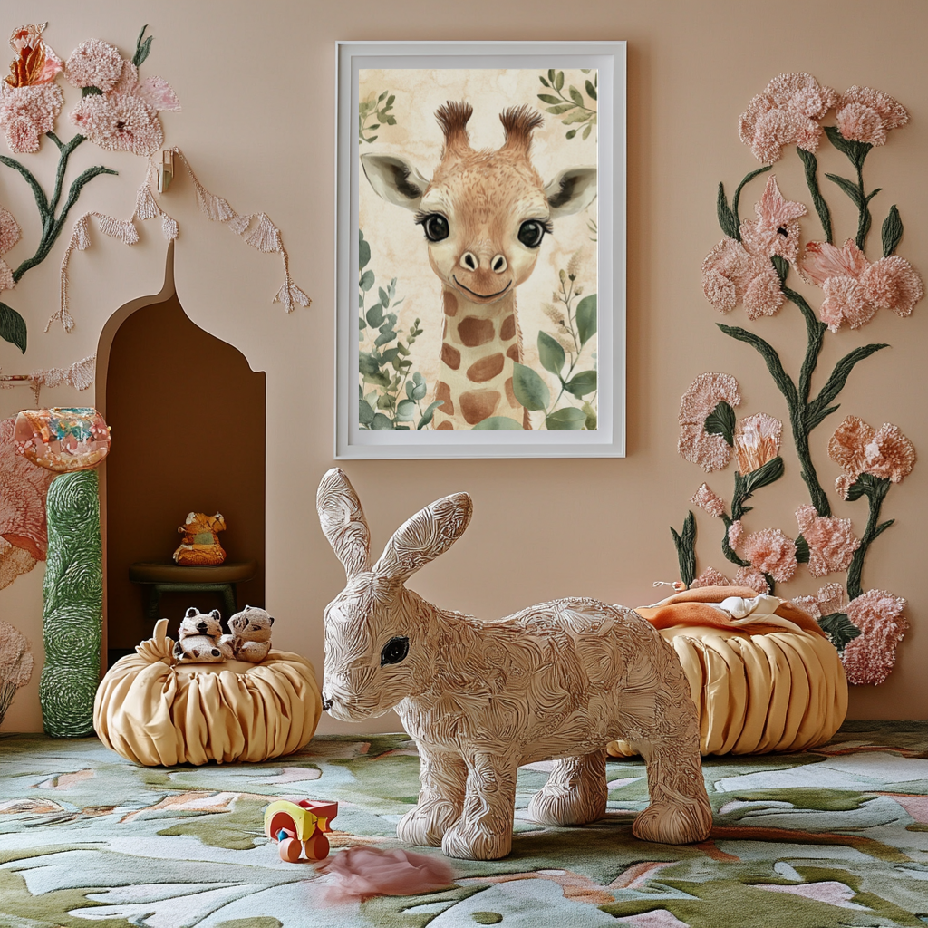 Smiling Giraffe – Lifelike Safari Baby Wall Art Poster