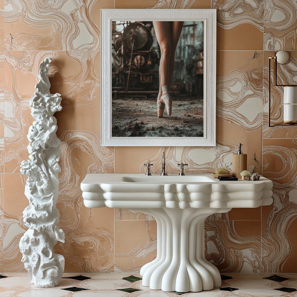 Steel & Satin – Ballerina in Industrial Decay Wall Art Poster