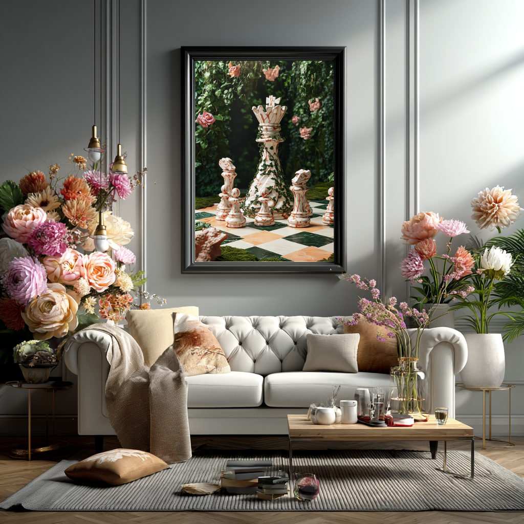 Checkmate Garden – Marble Chess Wall Art Poster