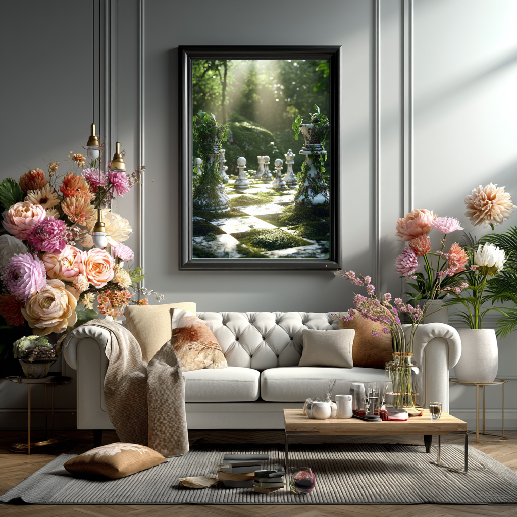 The Forgotten Match – Overgrown Chessboard Wall Art Poster