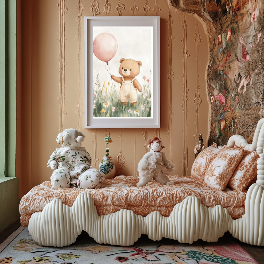 Bear with Balloon – Cute Nursery Wall Art for Baby & Kids Room