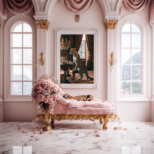 The Velvet Guest – Leopard at the Afternoon Table Wall Art Poster
