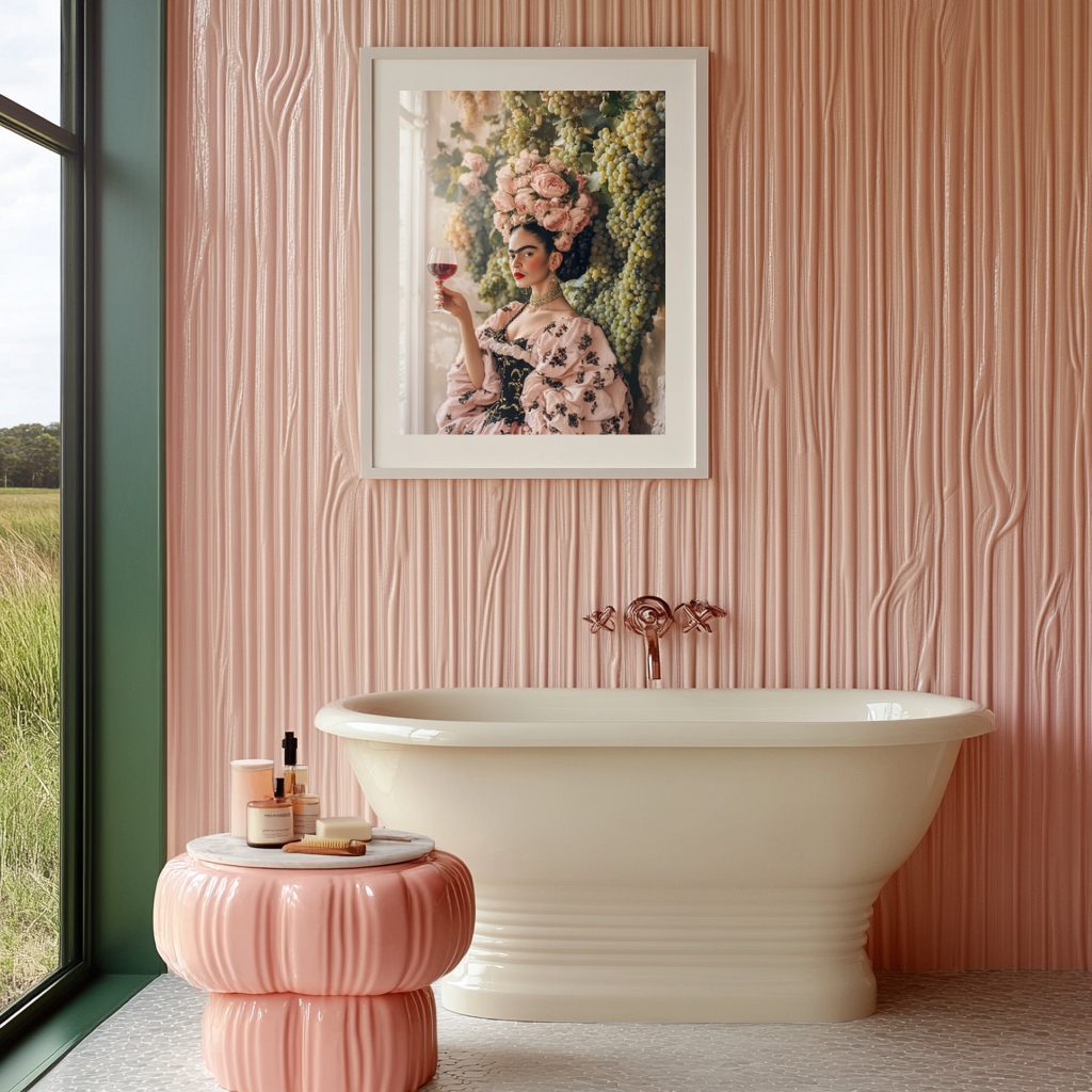 Divine Harvest – Baroque Muse with Grapes & Roses Wall Art Poster