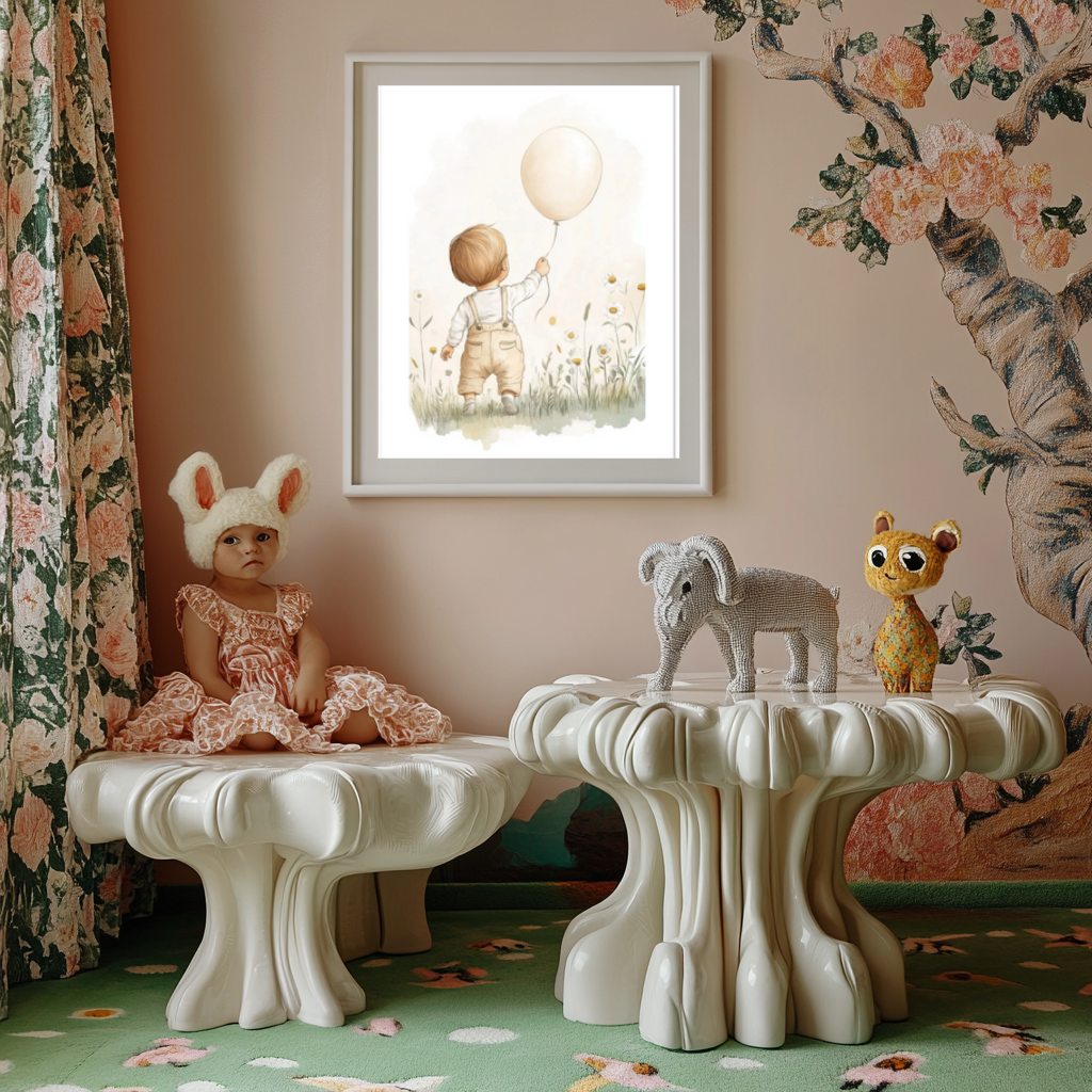 Balloon Dreams – Neutral Toddler Wall Art for Nursery