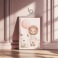 Soft Majesty – Gentle Lion with Balloon Nursery Wall Art Poster