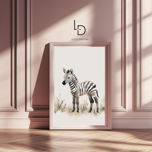 Savanna Gaze – Minimalist Zebra Nursery Wall Art Poster
