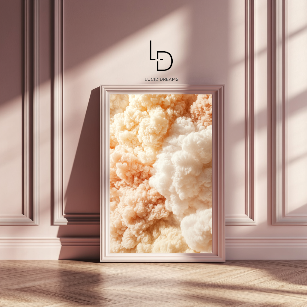 Peach Bloom Clouds – Soft Textured Abstract Wall Art