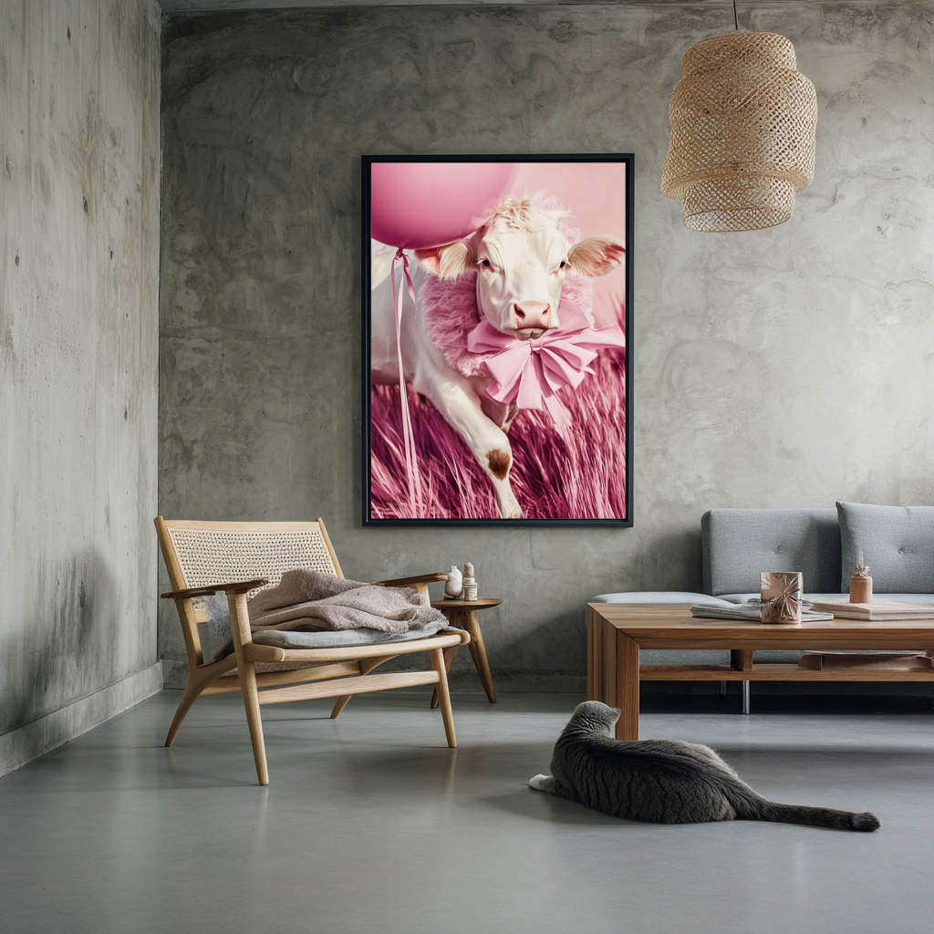 Pasture Princess – Couture Calf in Pink Wall Art Poster