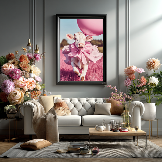 Runaway Ruffles – Pink Fashion Calf Wall Art Poster