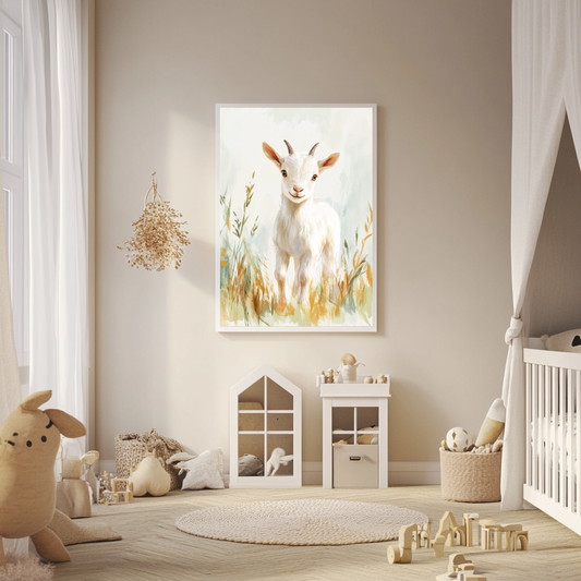 Little Meadow Goat – Gentle Farm Animal Wall Art Poster