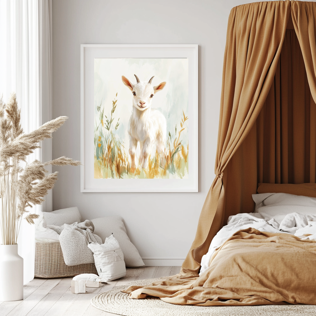 Little Meadow Goat – Gentle Farm Animal Wall Art Poster