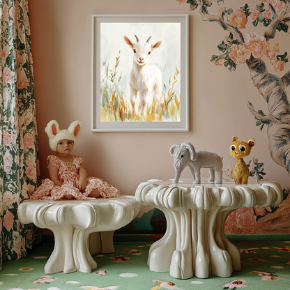 Little Meadow Goat – Gentle Farm Animal Wall Art Poster