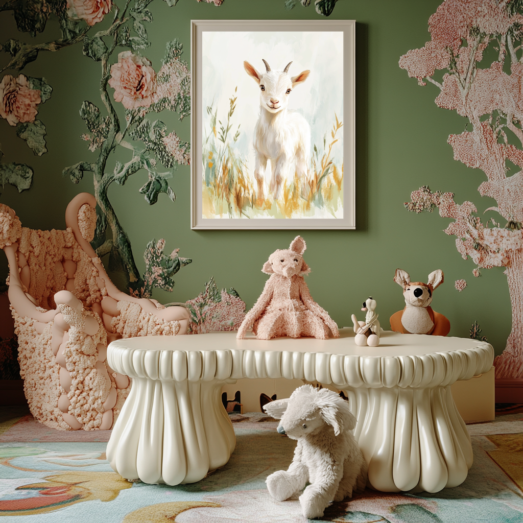 Little Meadow Goat – Gentle Farm Animal Wall Art Poster