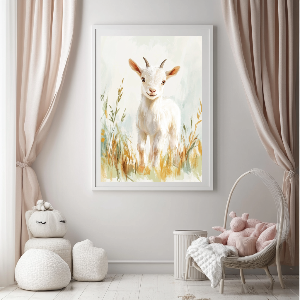 Little Meadow Goat – Gentle Farm Animal Wall Art Poster