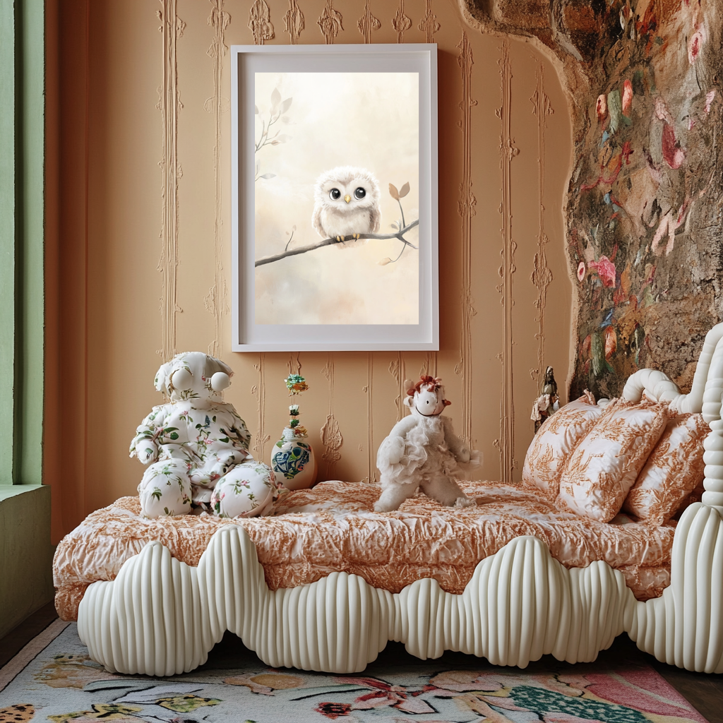 Featherlight Gaze – Soft Baby Owl Wall Art Poster
