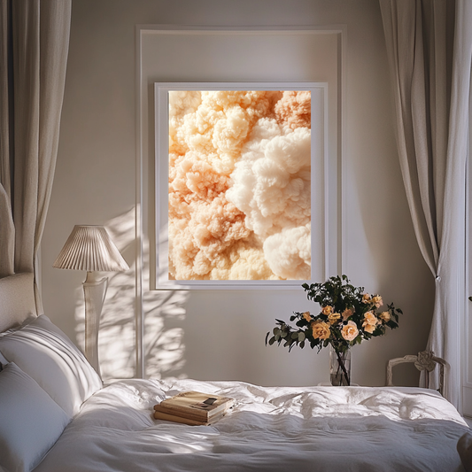 Peach Bloom Clouds – Soft Textured Abstract Wall Art