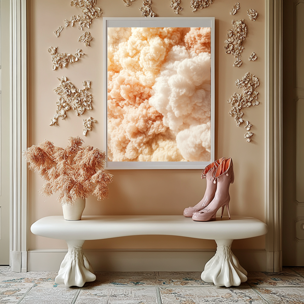 Peach Bloom Clouds – Soft Textured Abstract Wall Art