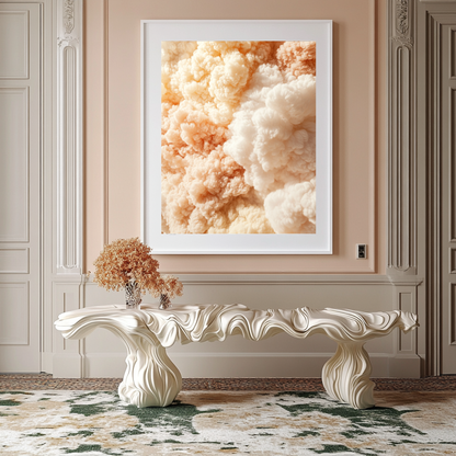 Peach Bloom Clouds – Soft Textured Abstract Wall Art