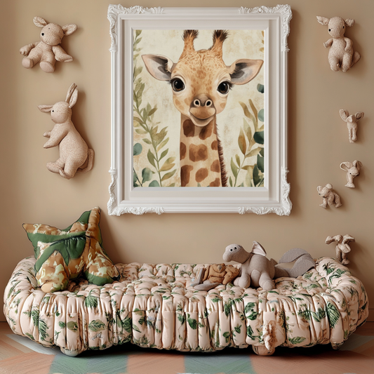 Smiling Giraffe – Lifelike Safari Baby Wall Art Poster