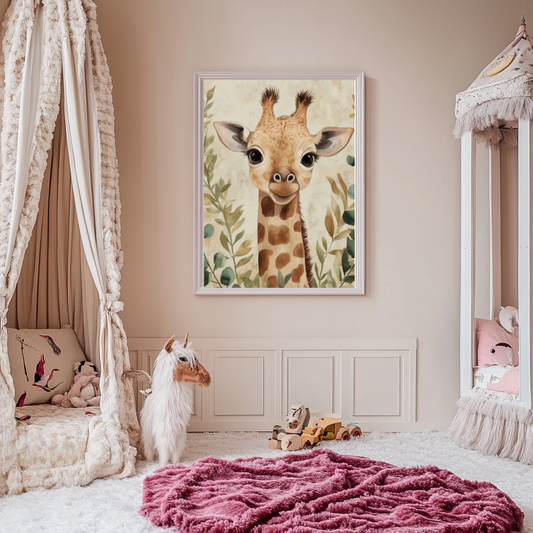 Gentle Giraffe – Realistic Baby Safari Animal Wall Art Poster