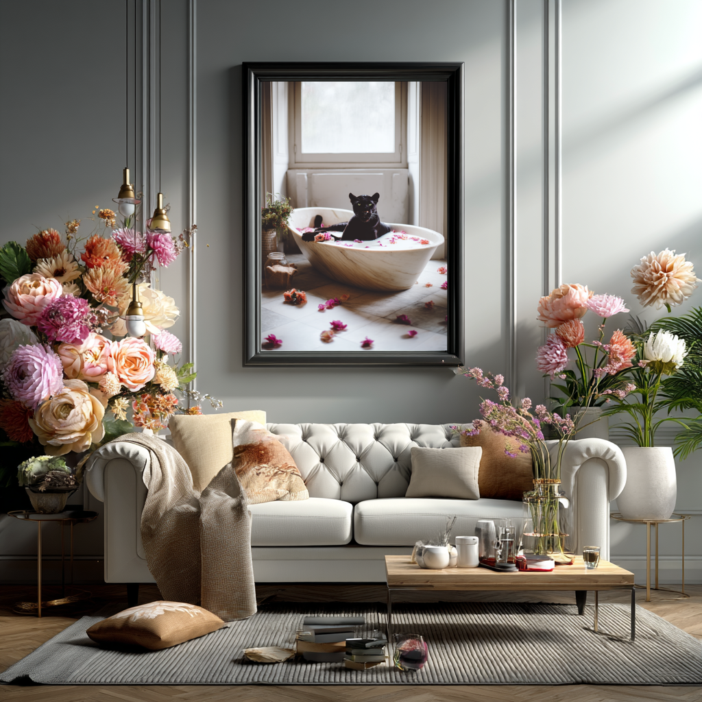 Bath of the Untamed - Surreal Animal Art Poster